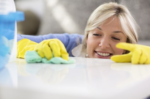 Post-construction cleaning finishing touches in a property